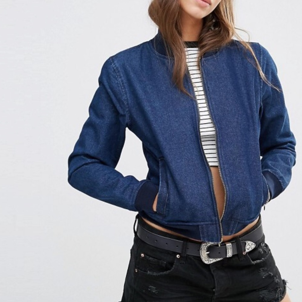 Boohoo Denim Bomber Jacket (Kaley)